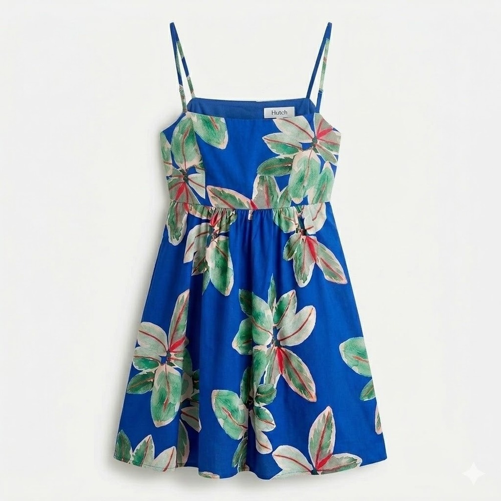 Hutch Hepburn Floral Romper Blue Green Botanical Pockets Size S/M NOTES